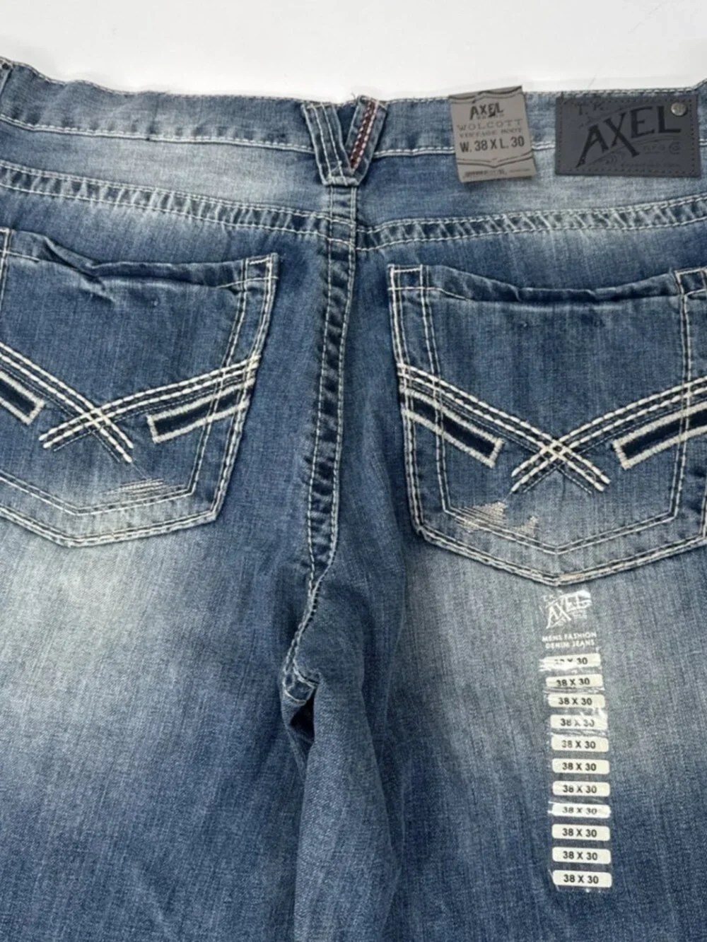 TK Axel Jeans Mens 38x30 Wolcott Vintage Boot Cut Denim Relaxed Distressed NEW - Picture 8 of 10